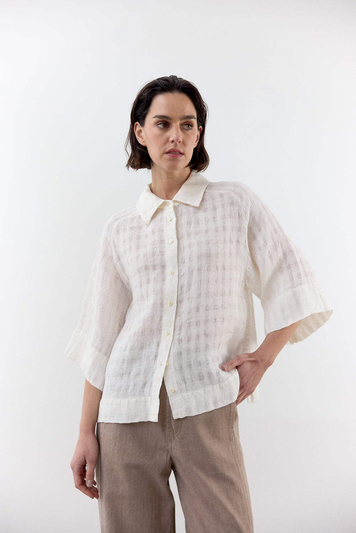 Blusa Gingham Raglan Lino - Sal