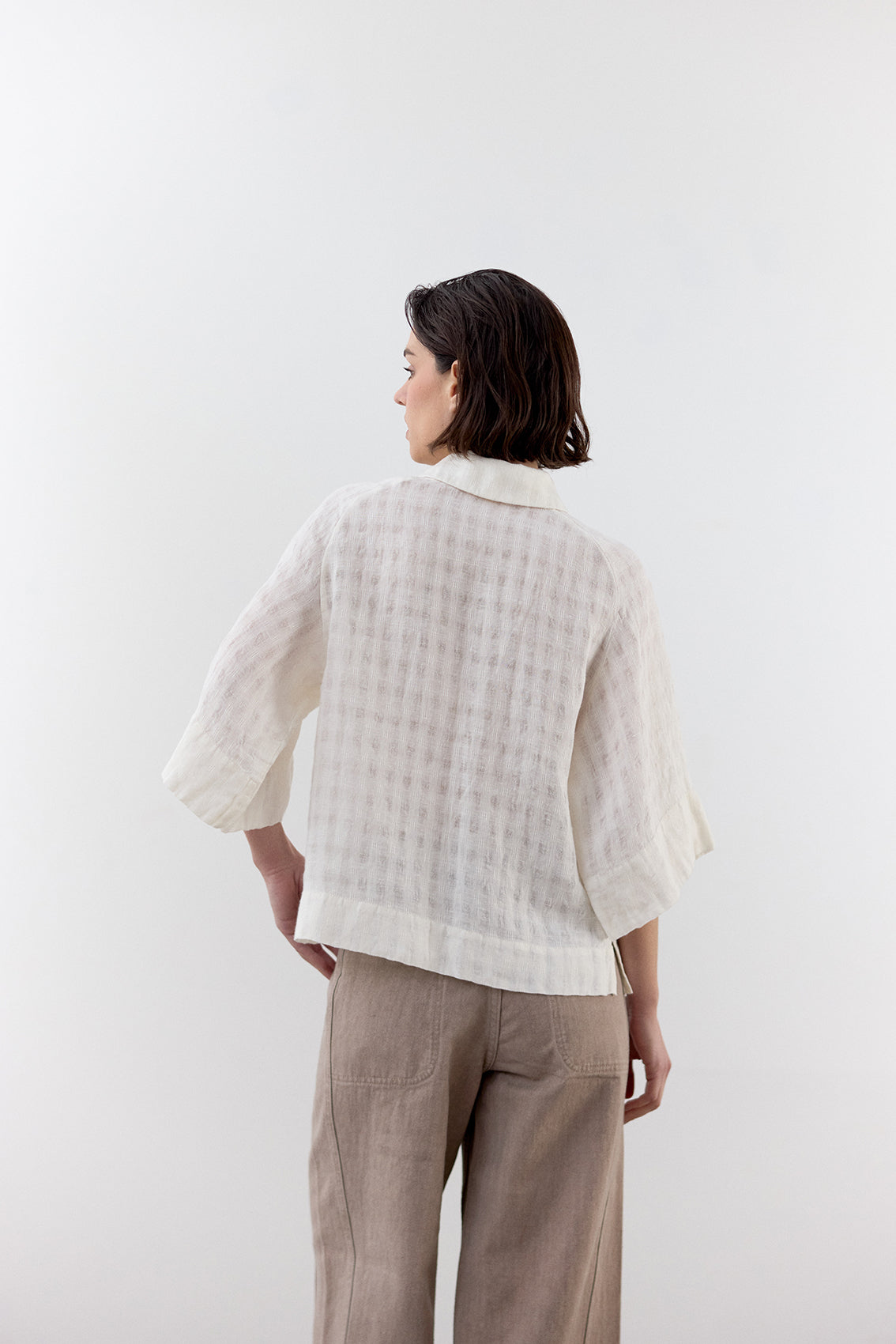 Blusa Gingham Raglan Lino - Sal