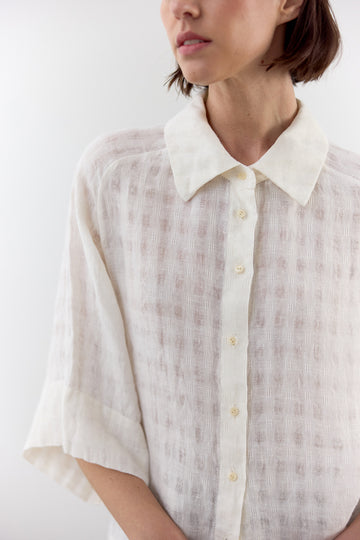 Blusa Gingham Raglan Lino - Sal