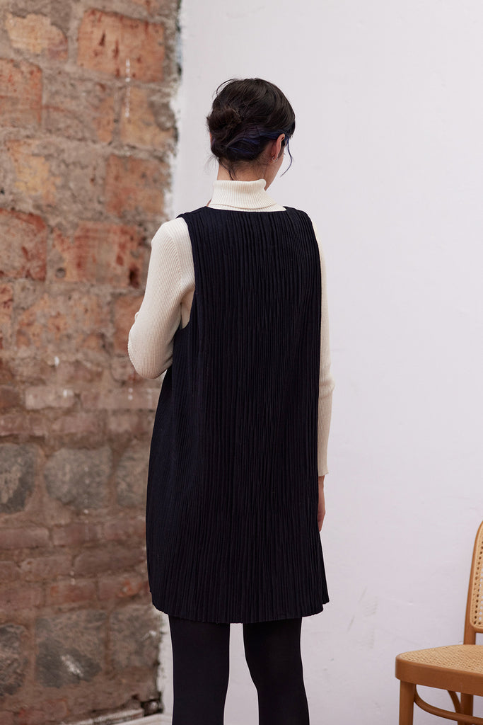 Recycled Wool Pleated Jumper - Medianoche