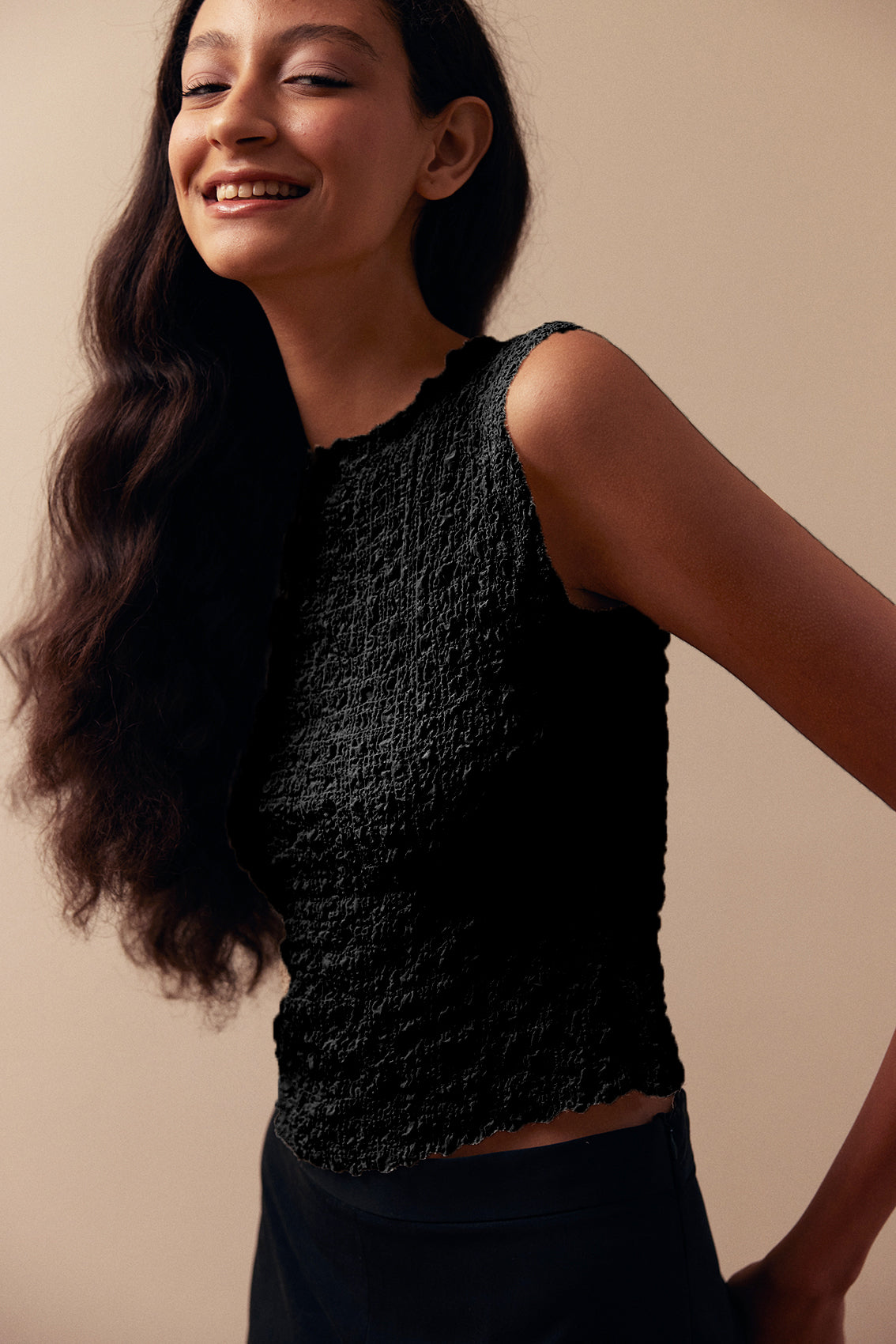 Top Seda Recogida - Ónix