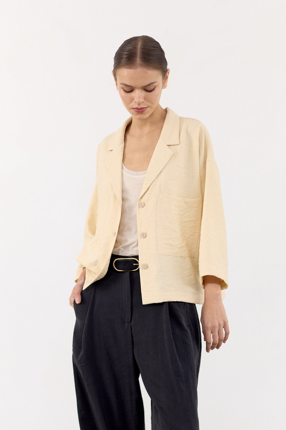 Sobrecamisa Seda Rugosa - Mantequilla