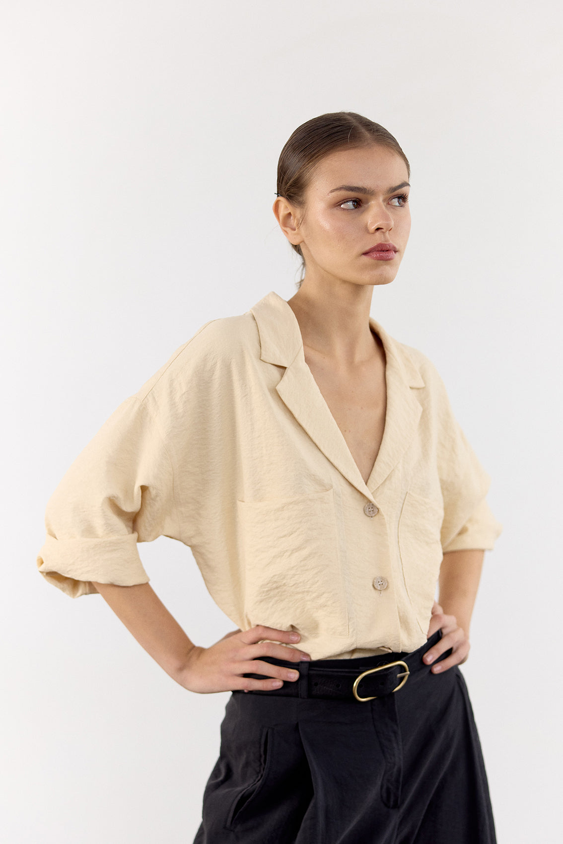Sobrecamisa Seda Rugosa - Mantequilla