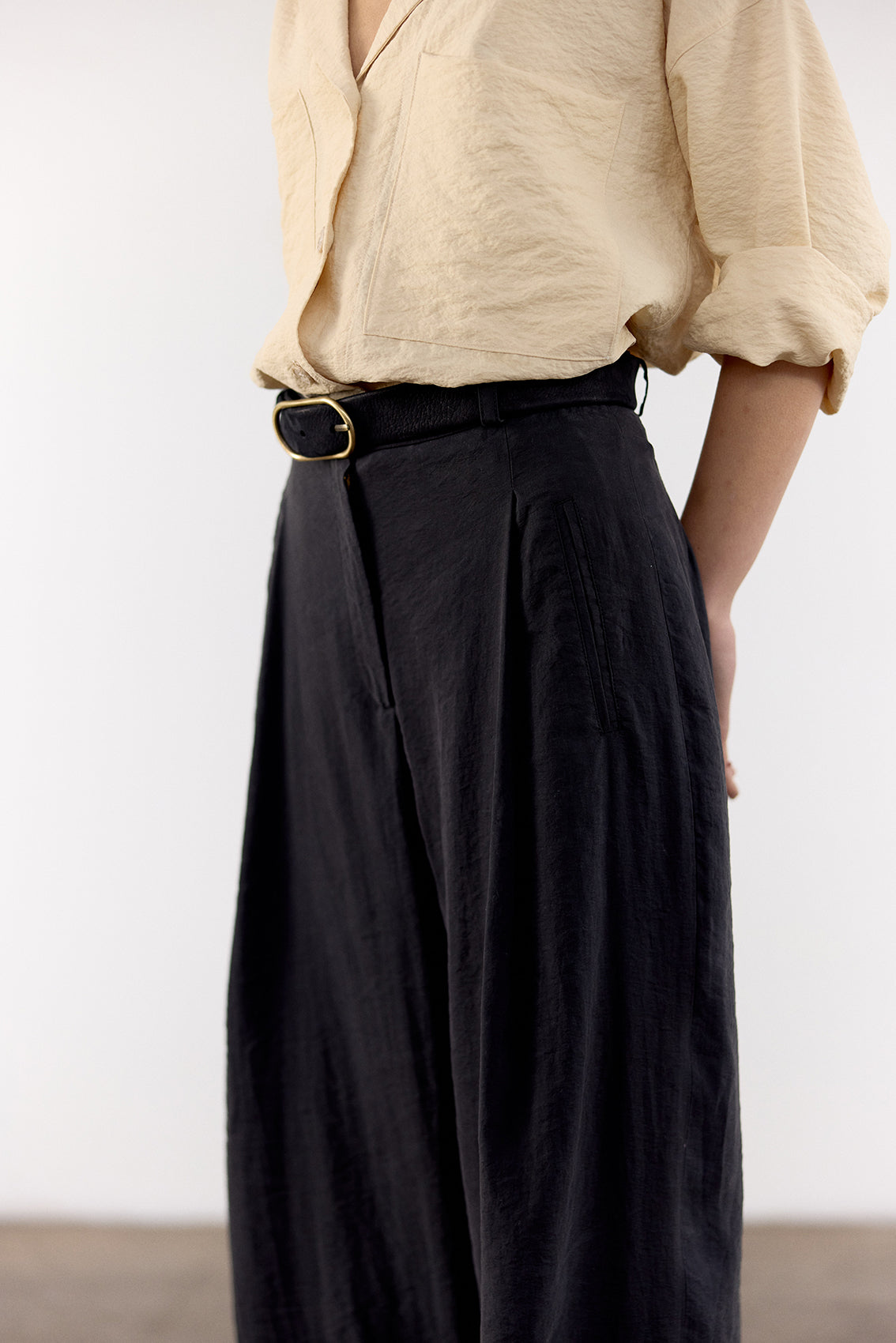 Pantalón Seda Rugosa - Ónix