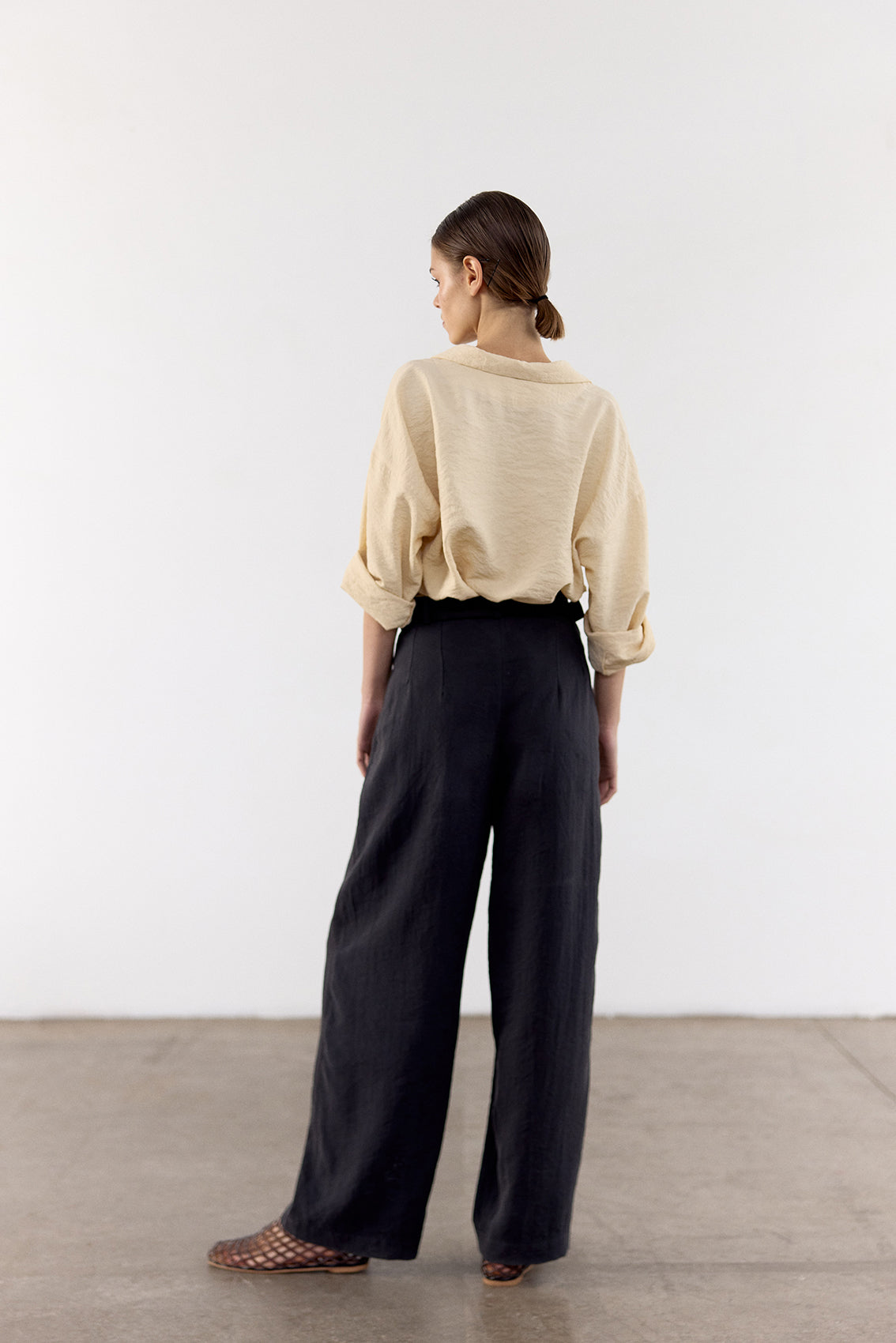 Pantalón Seda Rugosa - Ónix
