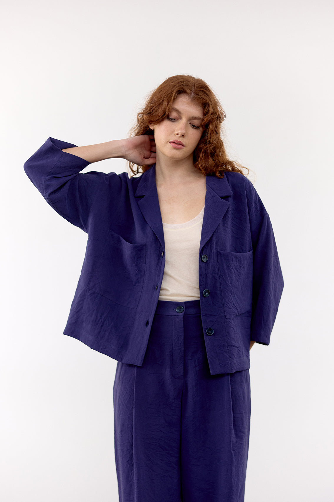 Sobrecamisa Seda Rugosa - Arándano