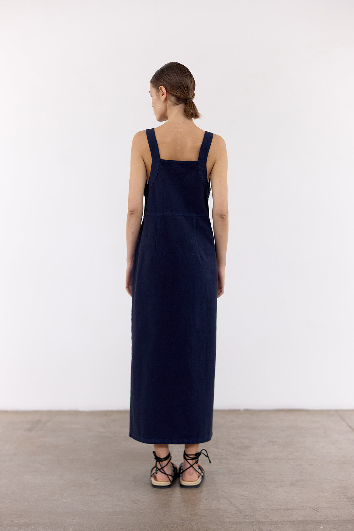 Vestido Utilitario Algodón Rugoso - Medianoche