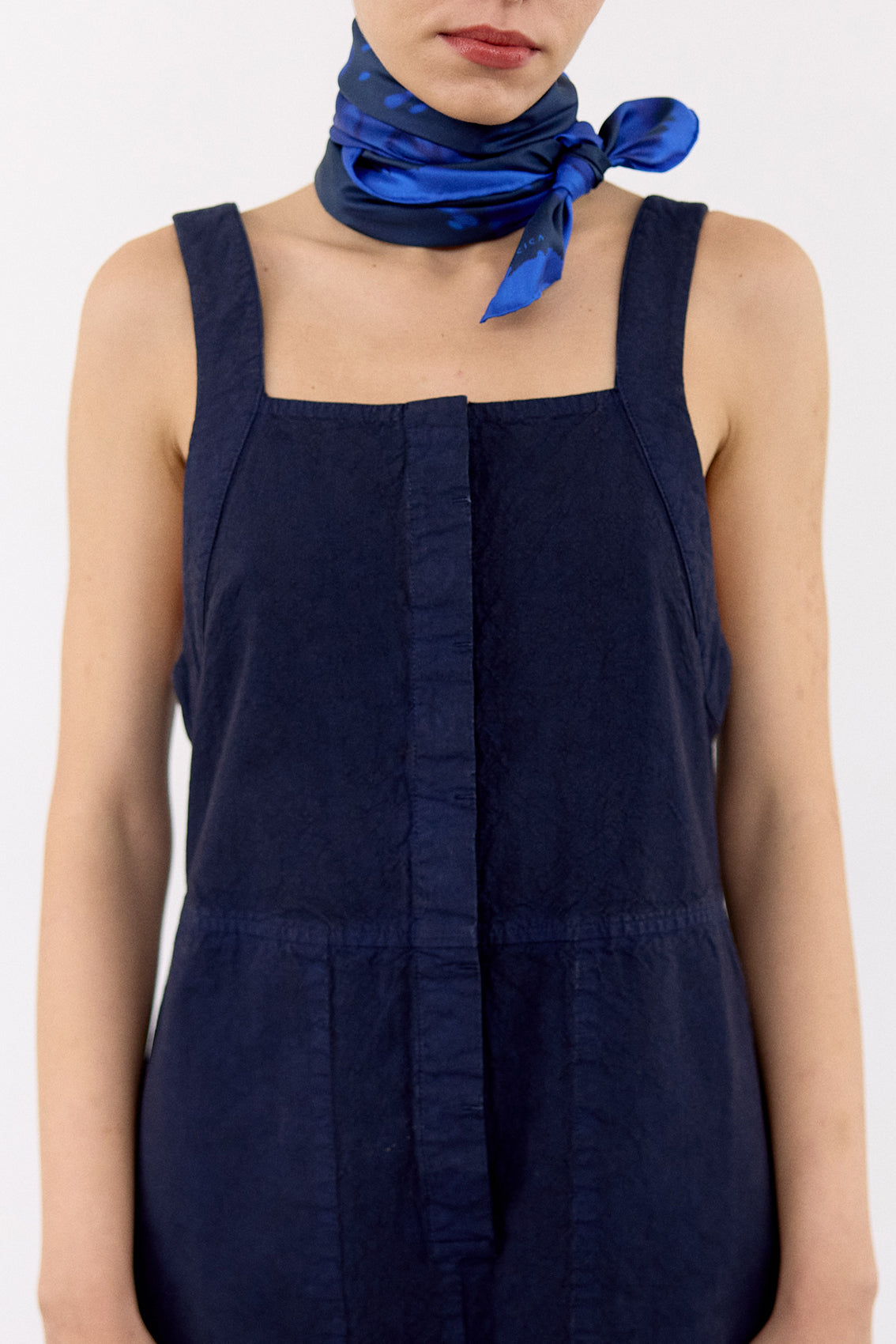 Vestido Utilitario Algodón Rugoso - Medianoche