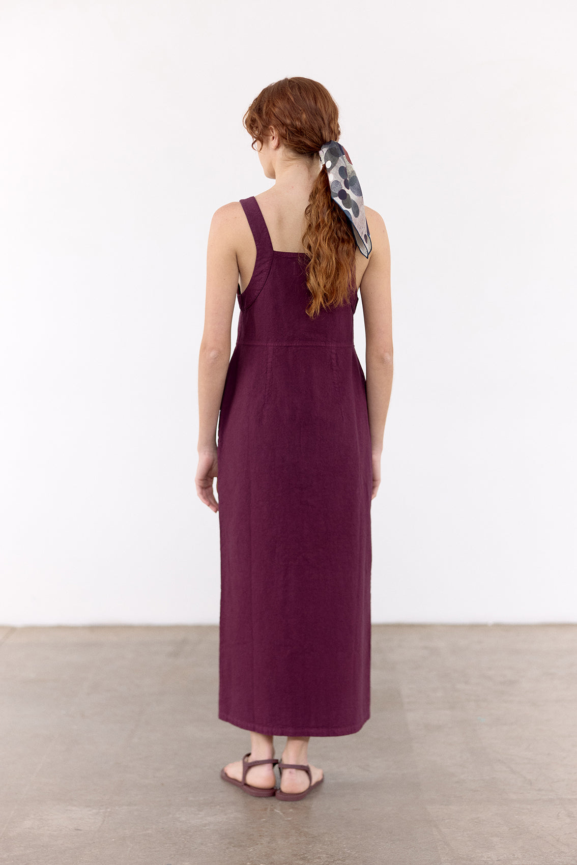 Vestido Utilitario Algodón Rugoso - Vino