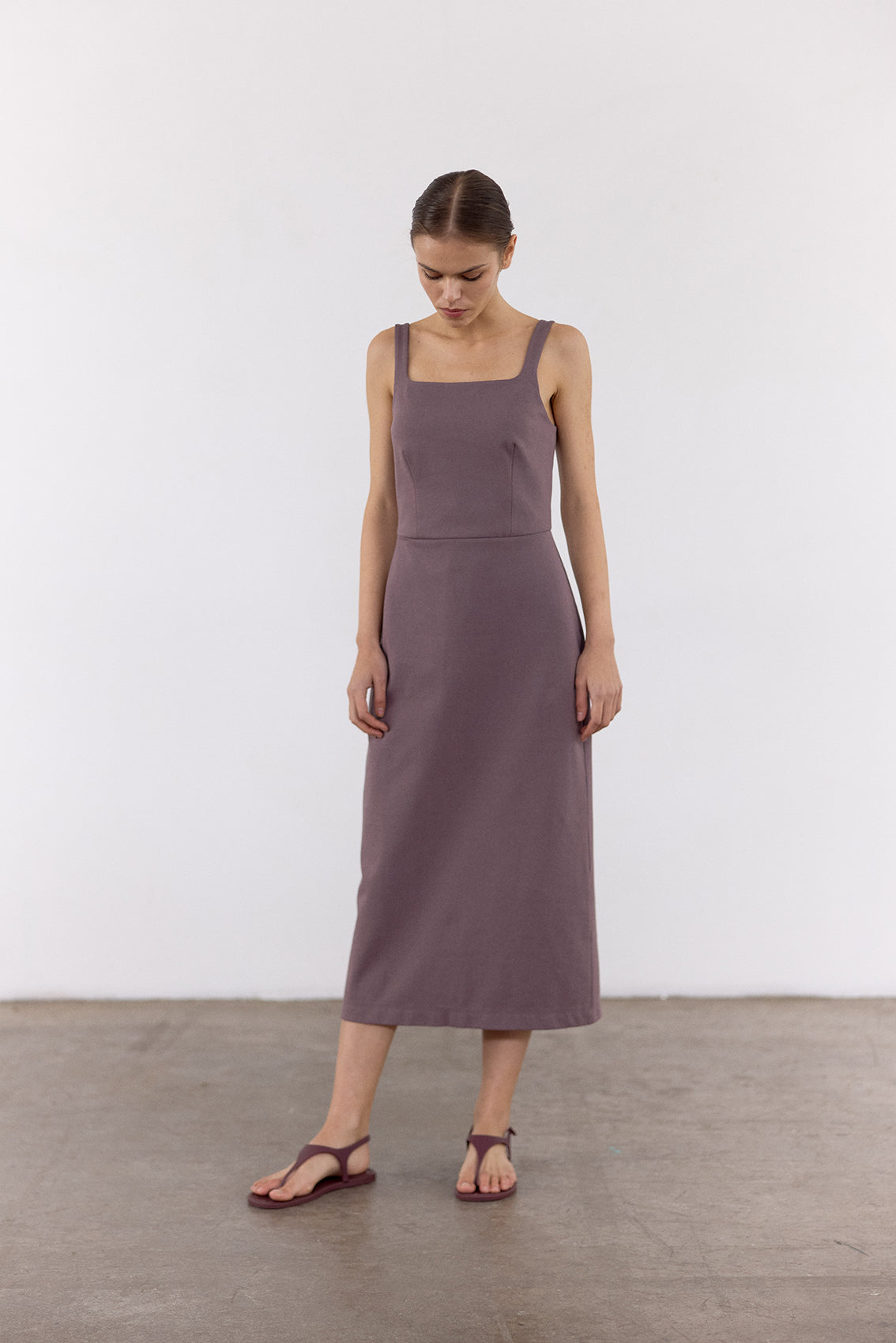 Vestido Escote Cuadrado Algodón - Trufa