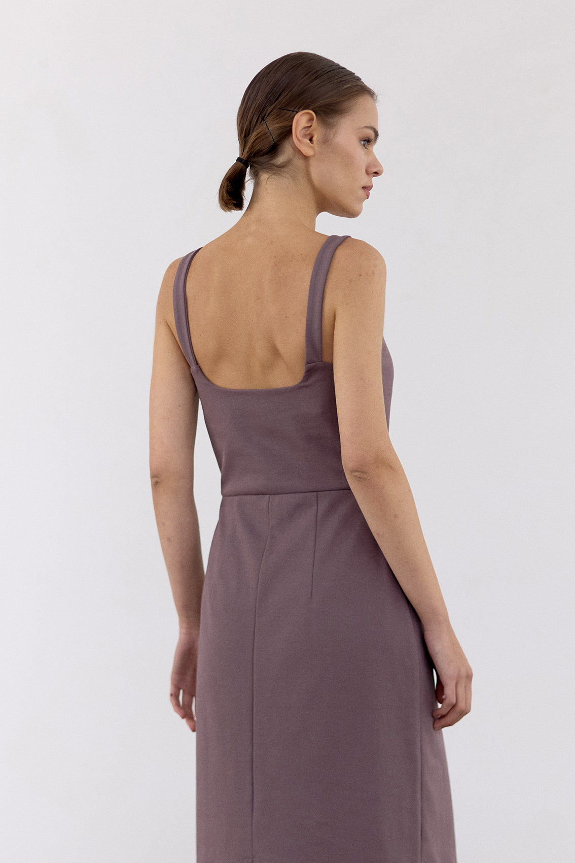 Vestido Escote Cuadrado Algodón - Trufa
