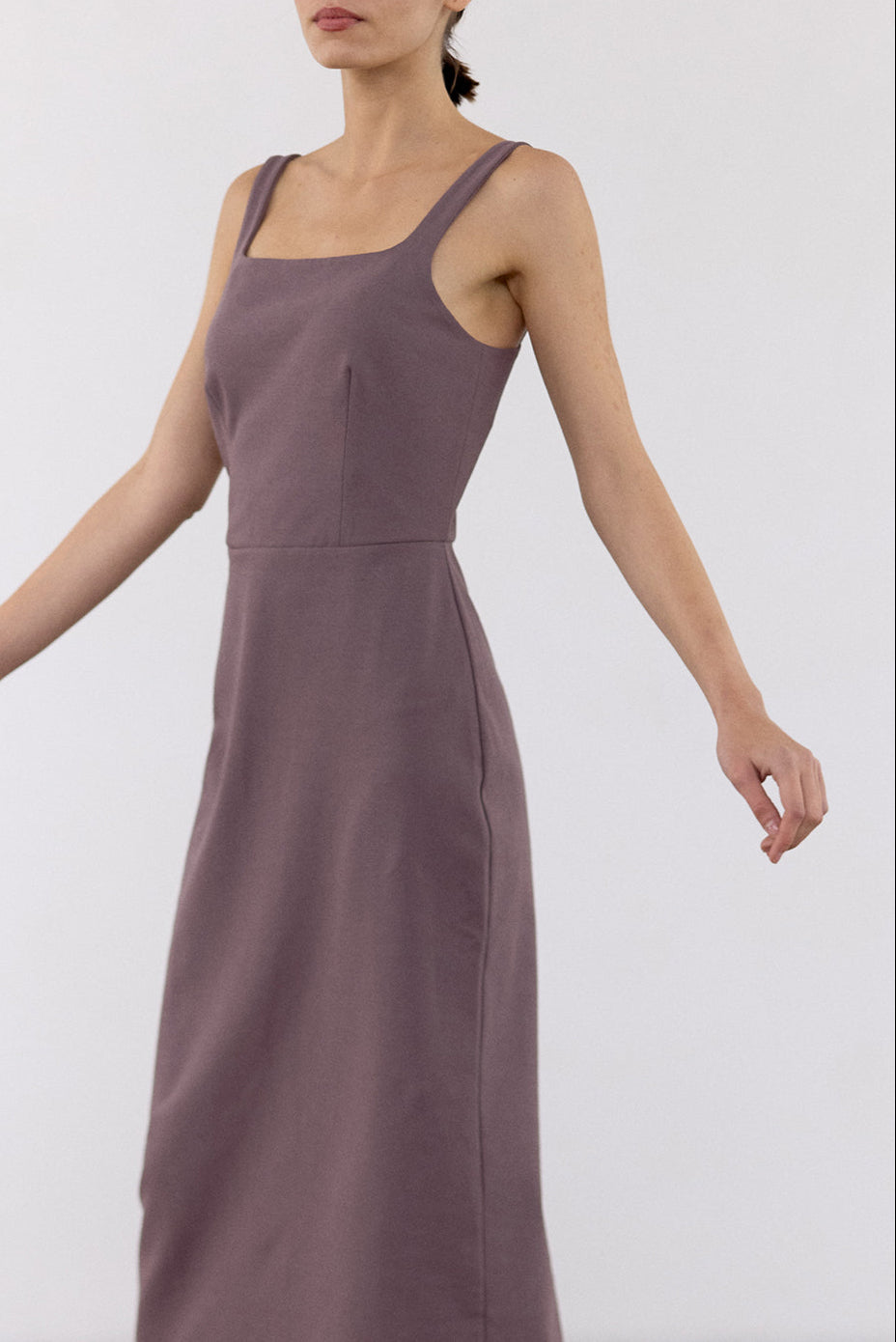 Vestido Escote Cuadrado Algodón - Trufa