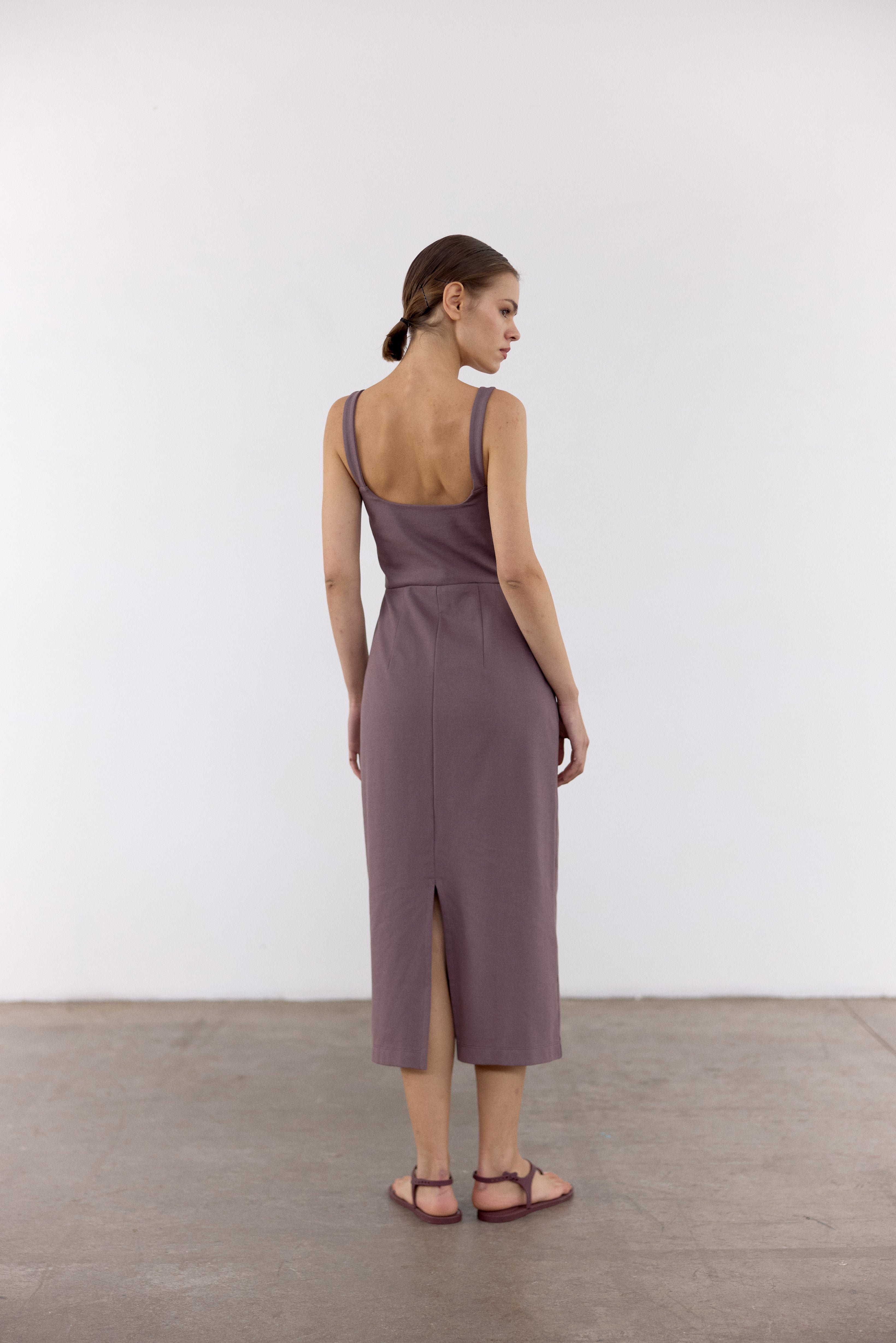 Vestido Escote Cuadrado Algodón - Trufa