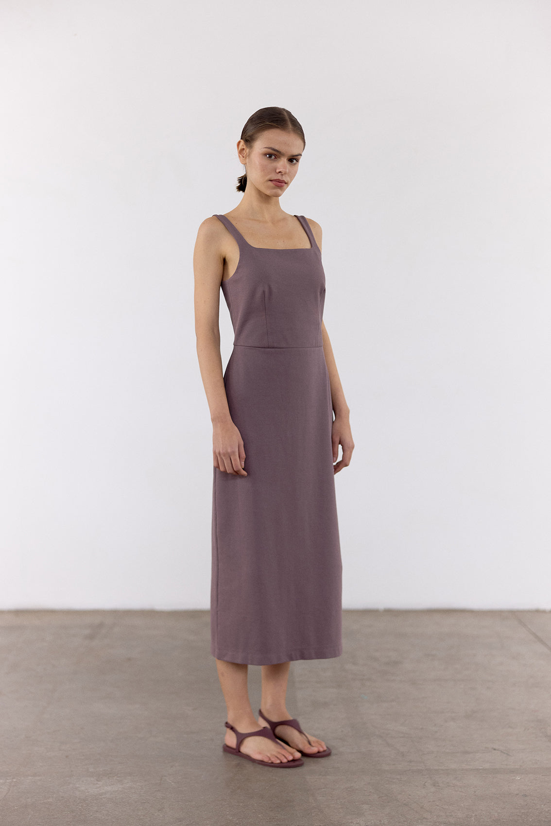 Vestido Escote Cuadrado Algodón - Trufa