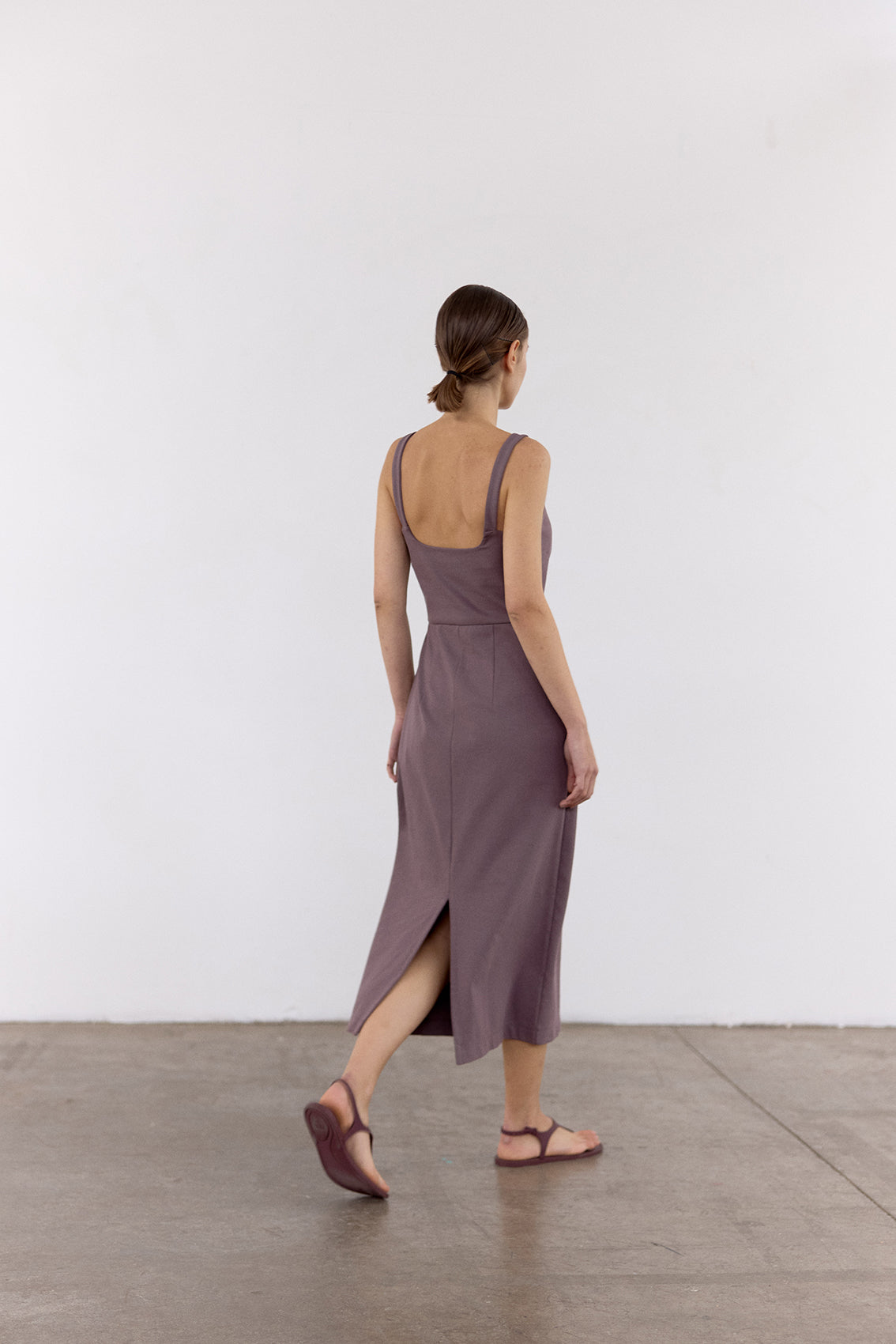 Vestido Escote Cuadrado Algodón - Trufa