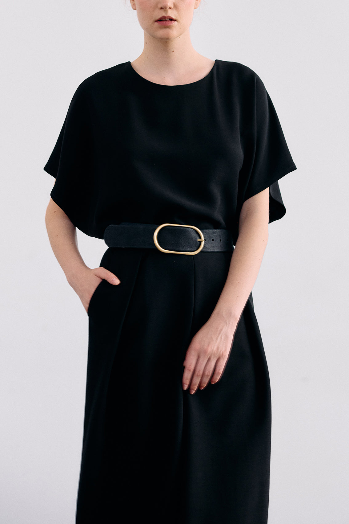 Cinturón Ancho de Cuero Nobuk - Medianoche