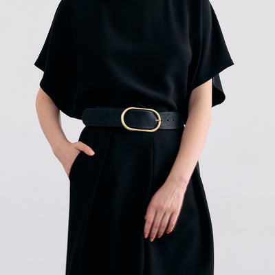 Wide Nubuck Leather Belt - Medianoche