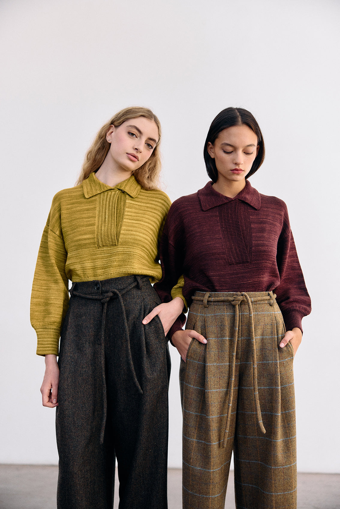 Straight-Leg Wool Trousers - Mix Oliva