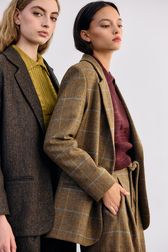Single-Breasted Wool Blazer - Mix Oliva