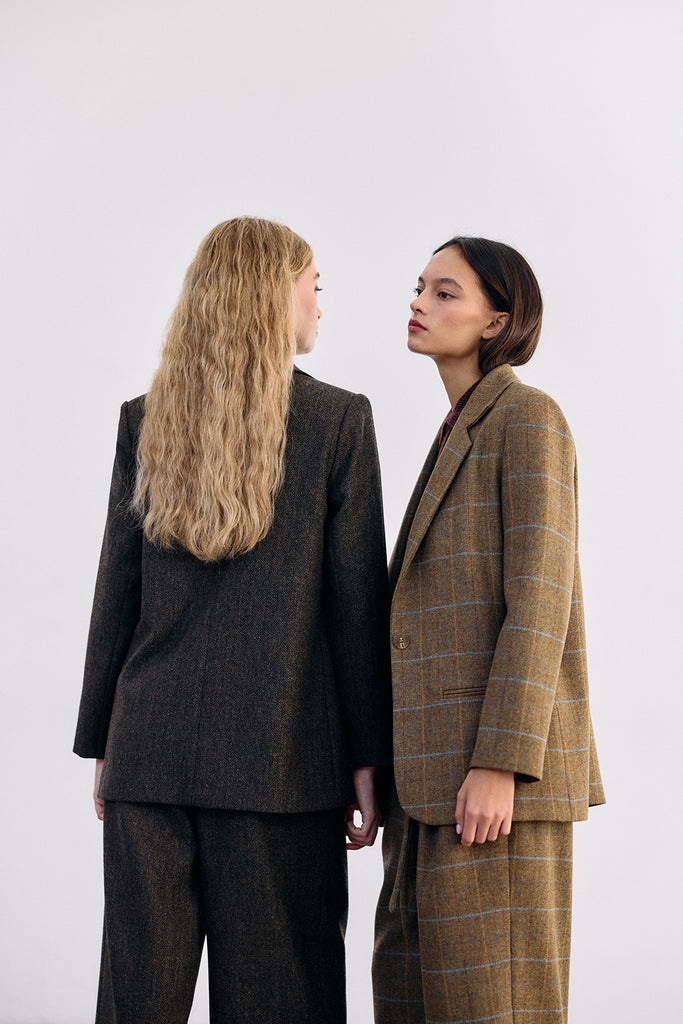 Single-Breasted Wool Blazer - Mix Oliva