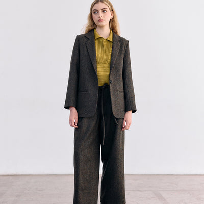 Single-Breasted Wool Blazer - Pimienta