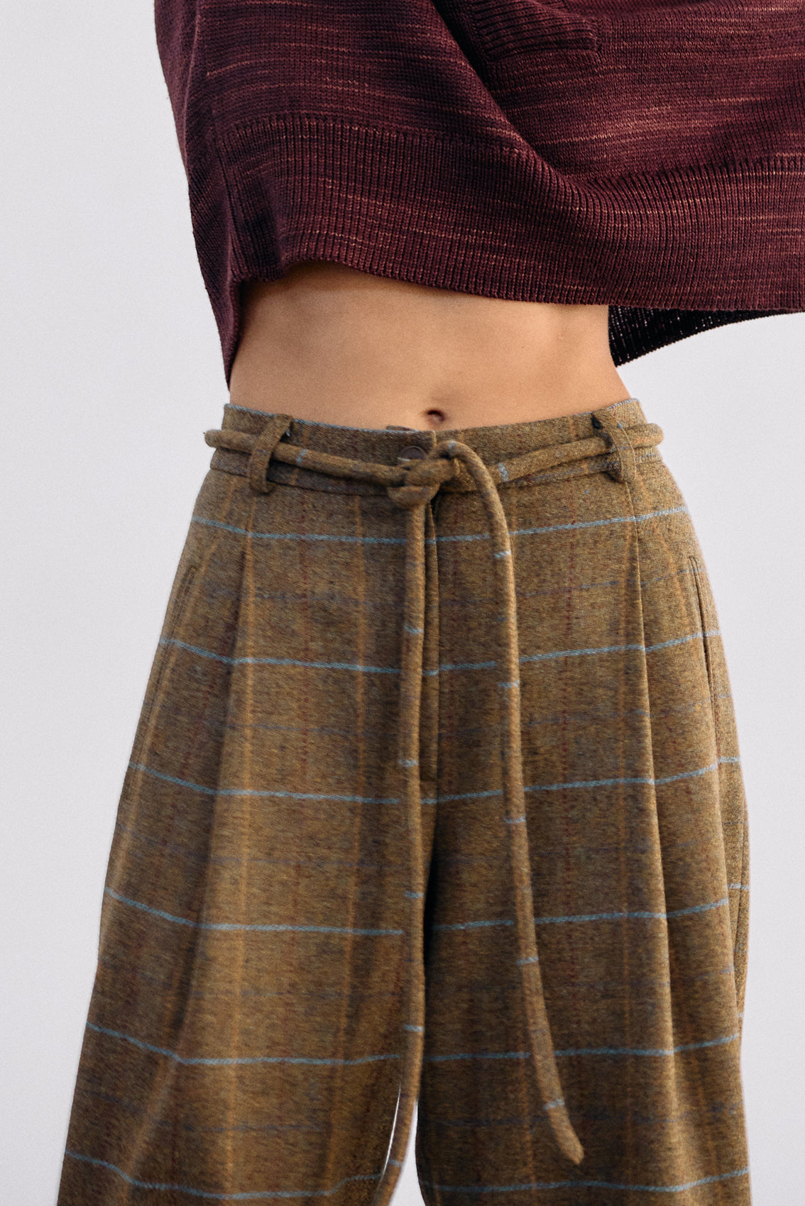 Straight-Leg Wool Trousers - Mix Oliva