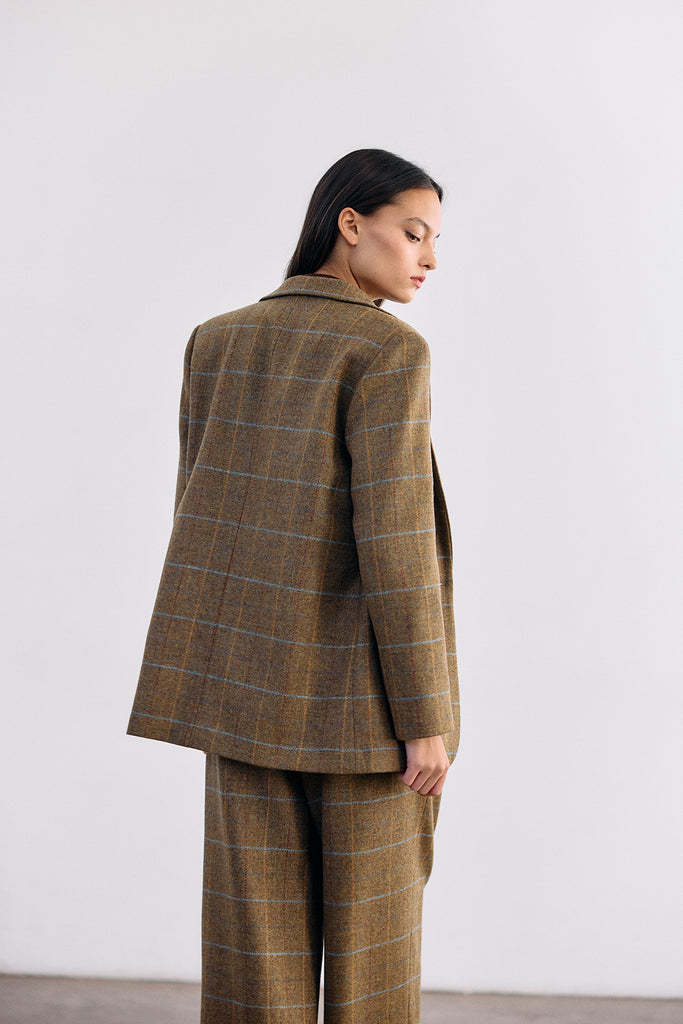 Single-Breasted Wool Blazer - Mix Oliva