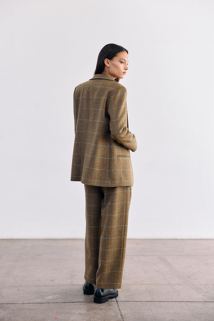 Single-Breasted Wool Blazer - Mix Oliva