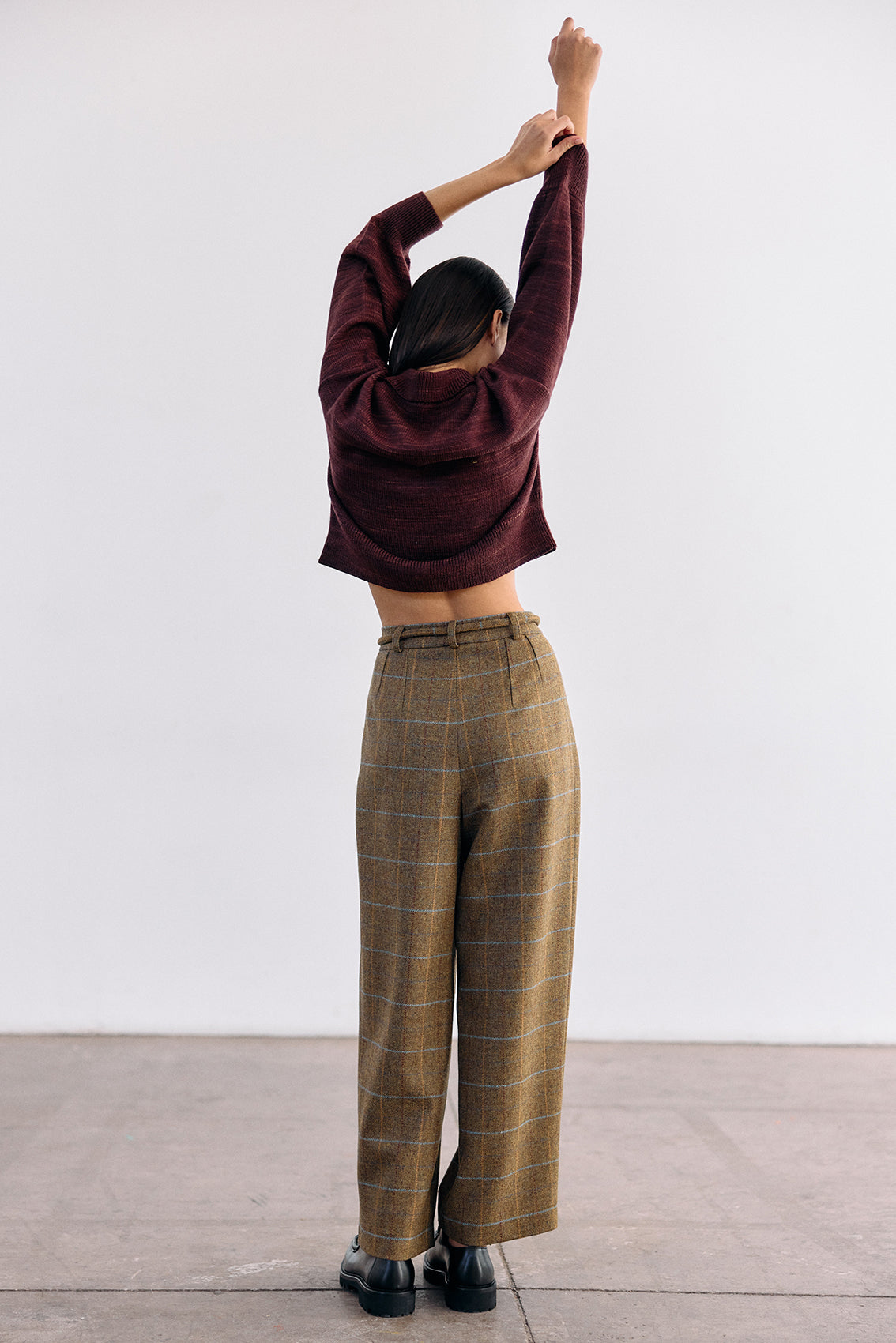 Straight-Leg Wool Trousers - Mix Oliva