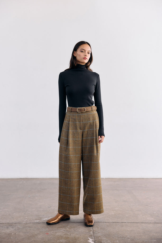 Ribbed Pima Cotton Turtleneck Top - Ónix