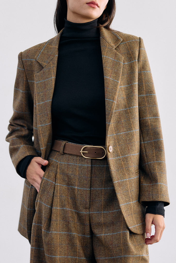 Single-Breasted Wool Blazer - Mix Oliva