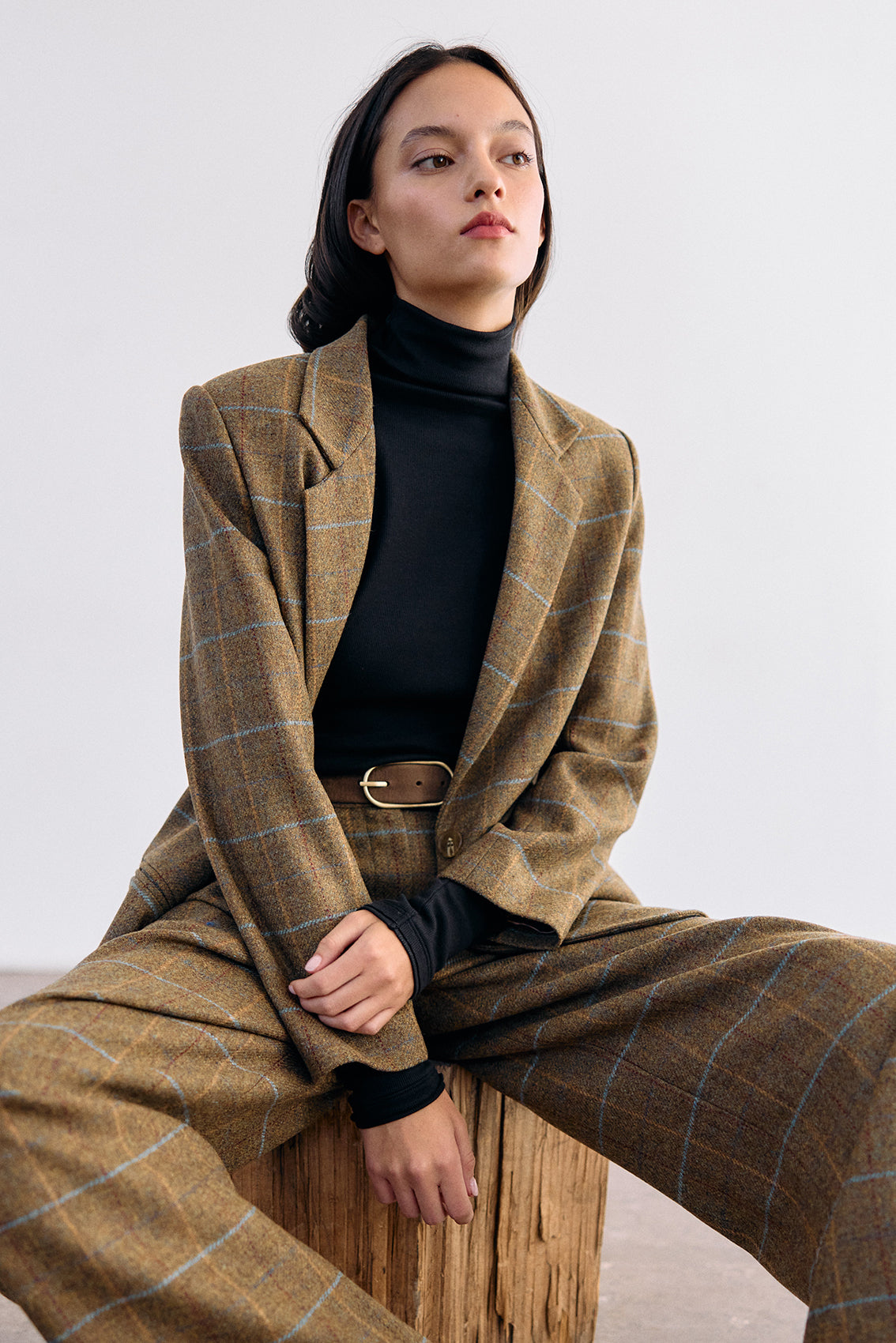 Single-Breasted Wool Blazer - Mix Oliva