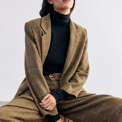 Single-Breasted Wool Blazer - Mix Oliva