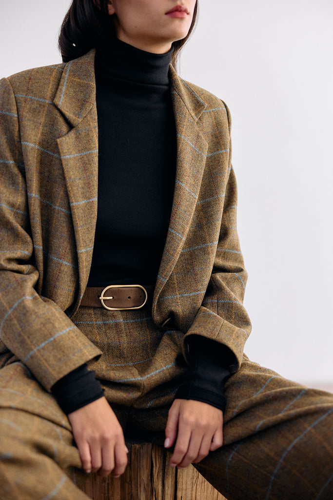 Single-Breasted Wool Blazer - Mix Oliva