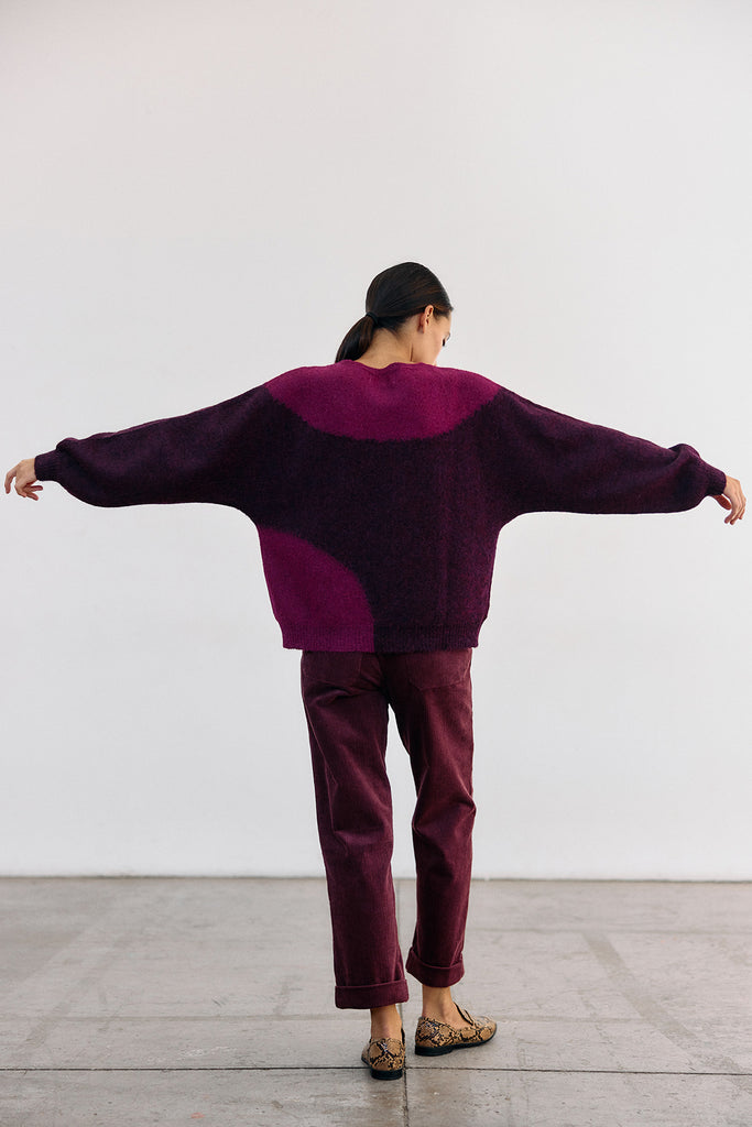 Felted Alpaca Sweater Semicircles - Vino/Buganvilia