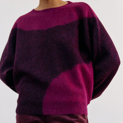 Felted Alpaca Sweater Semicircles - Vino/Buganvilia
