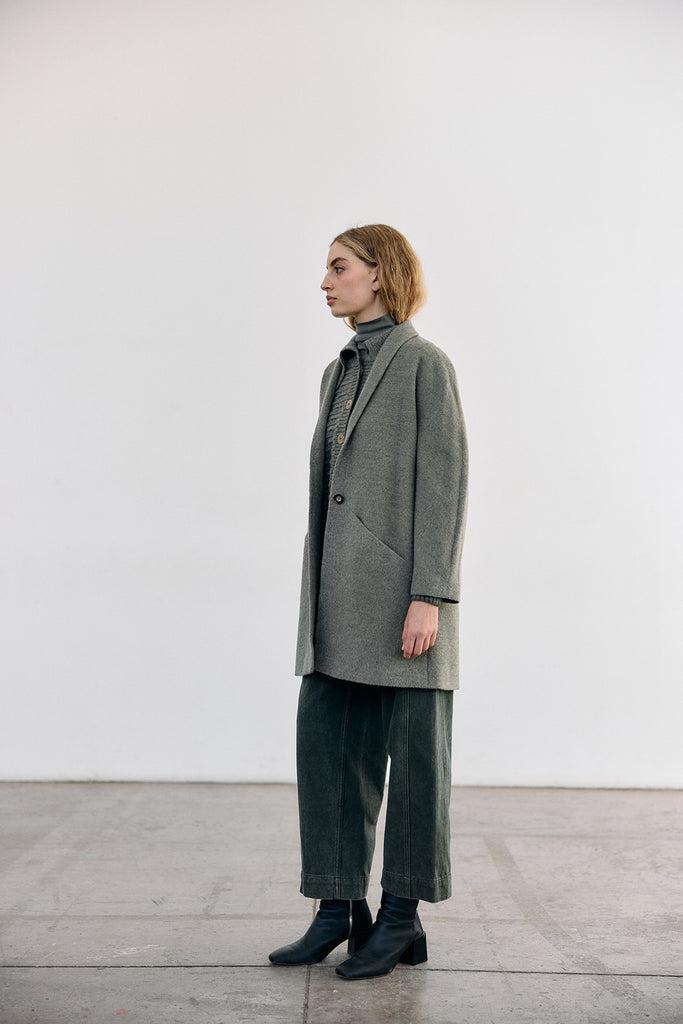 Short Baby Alpaca Coat - Musgo