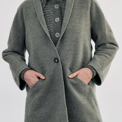 Short Baby Alpaca Coat - Musgo