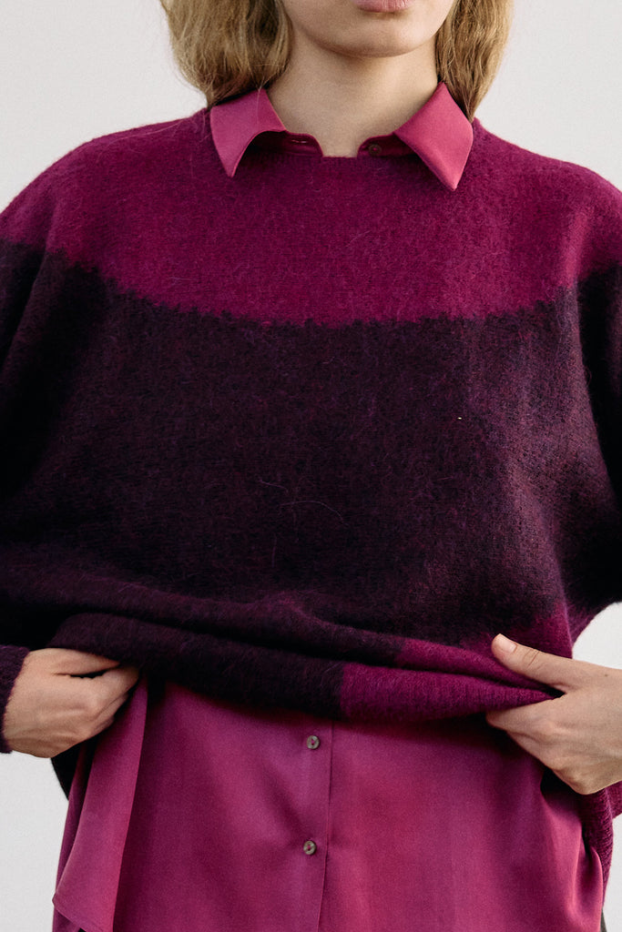 Felted Alpaca Sweater Semicircles - Vino/Buganvilia