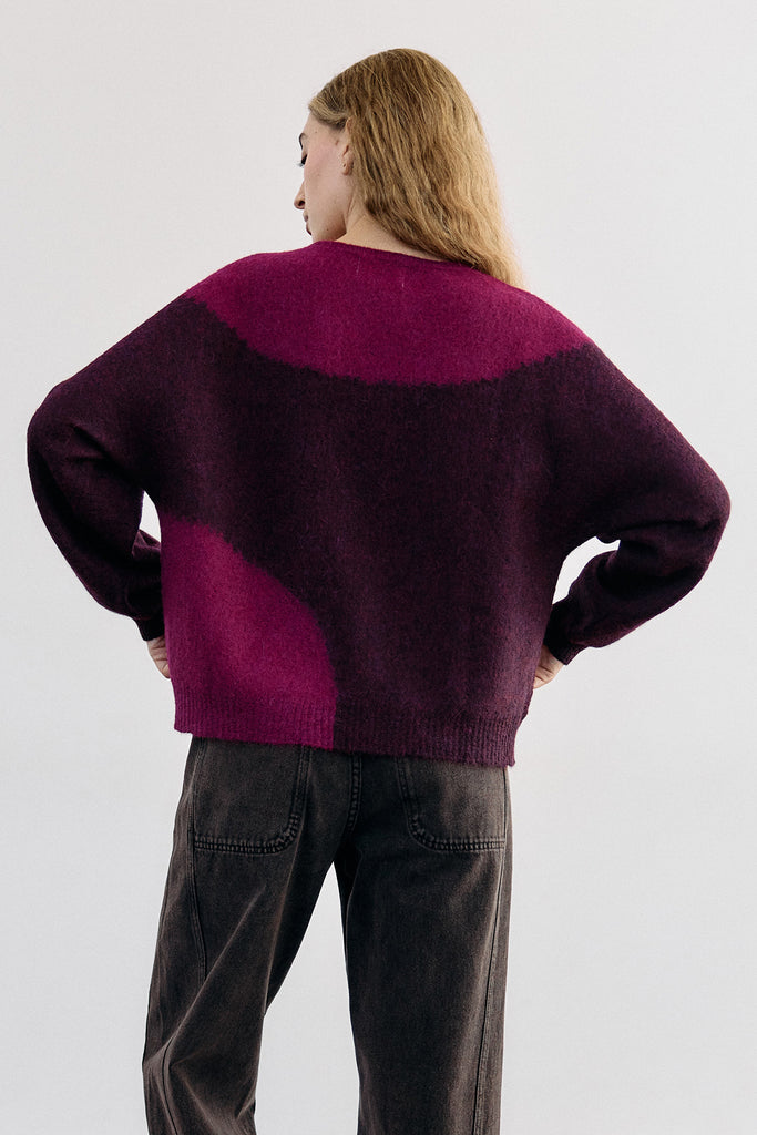 Felted Alpaca Sweater Semicircles - Vino/Buganvilia