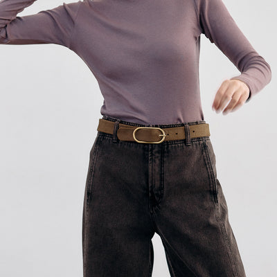 Ribbed Pima Cotton Turtleneck Top - Malva