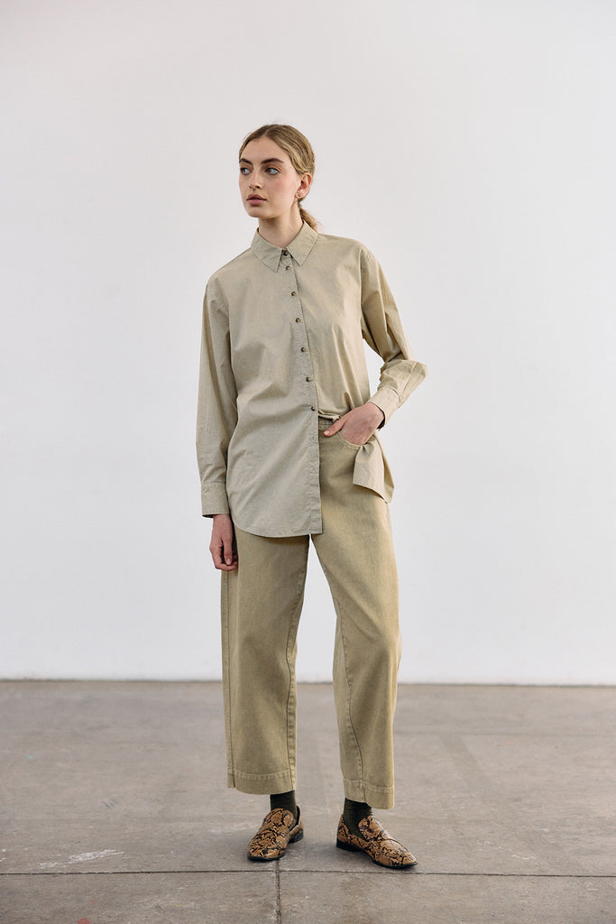 Washed Pima Cotton Button-Down Shirt - Salvia
