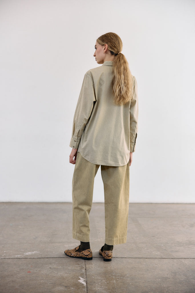 Washed Pima Cotton Button-Down Shirt - Salvia