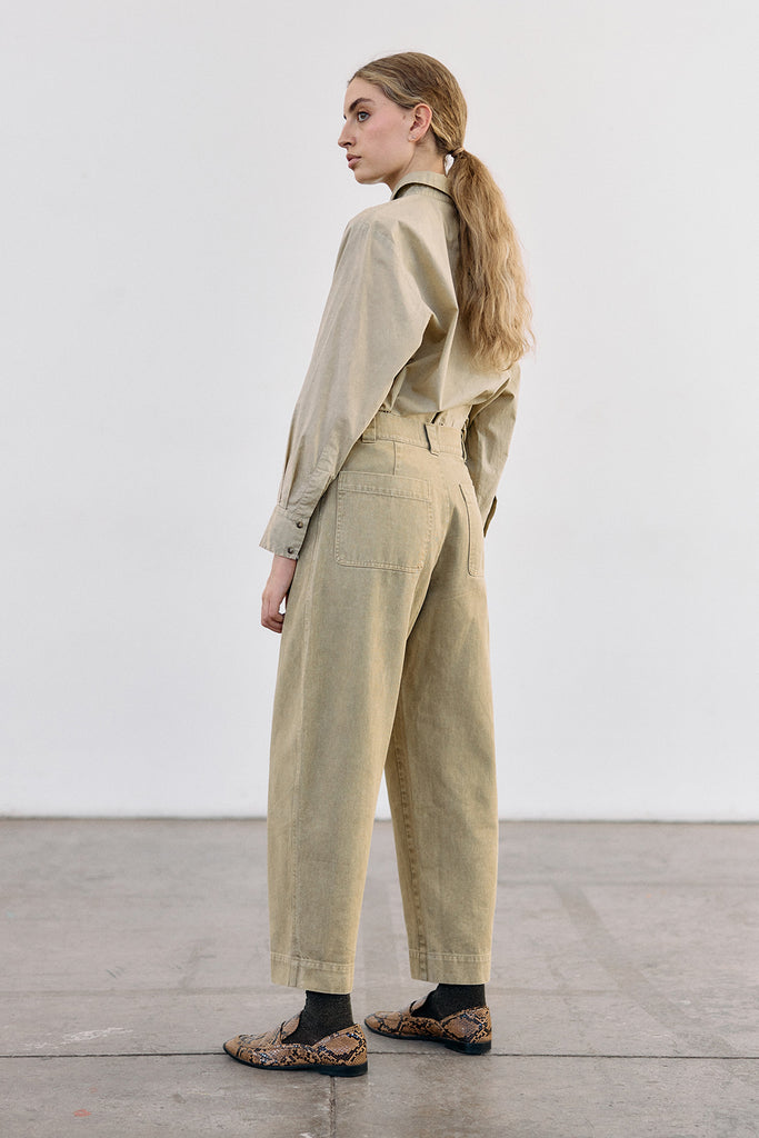 Washed Cotton Gabardine Utility Pant - Salvia