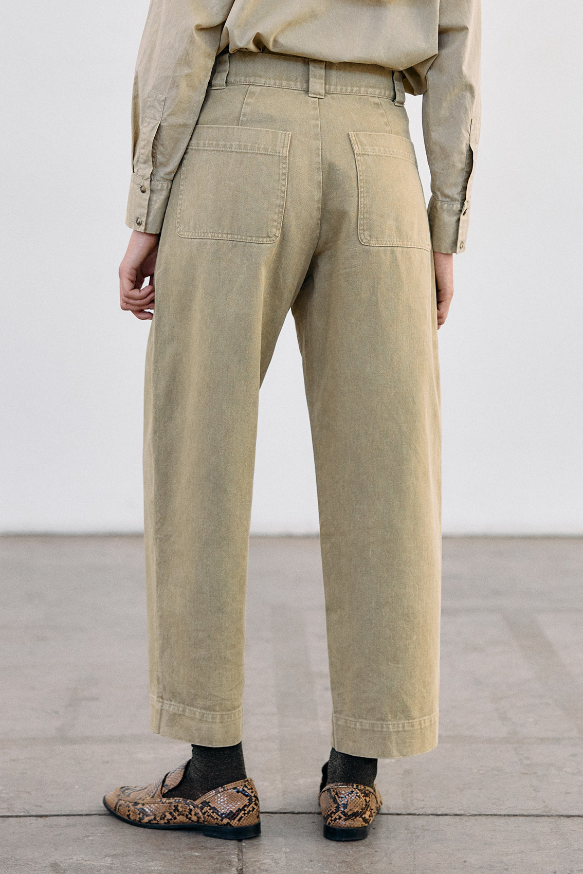 Washed Cotton Gabardine Utility Pant - Salvia