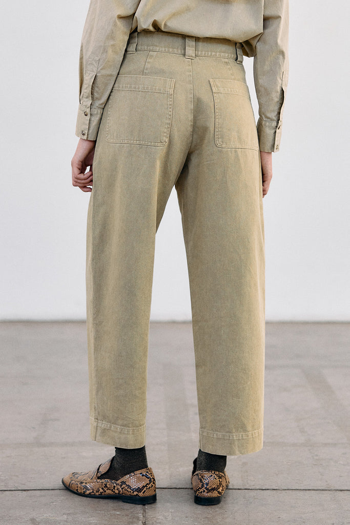 Washed Cotton Gabardine Utility Pant - Salvia