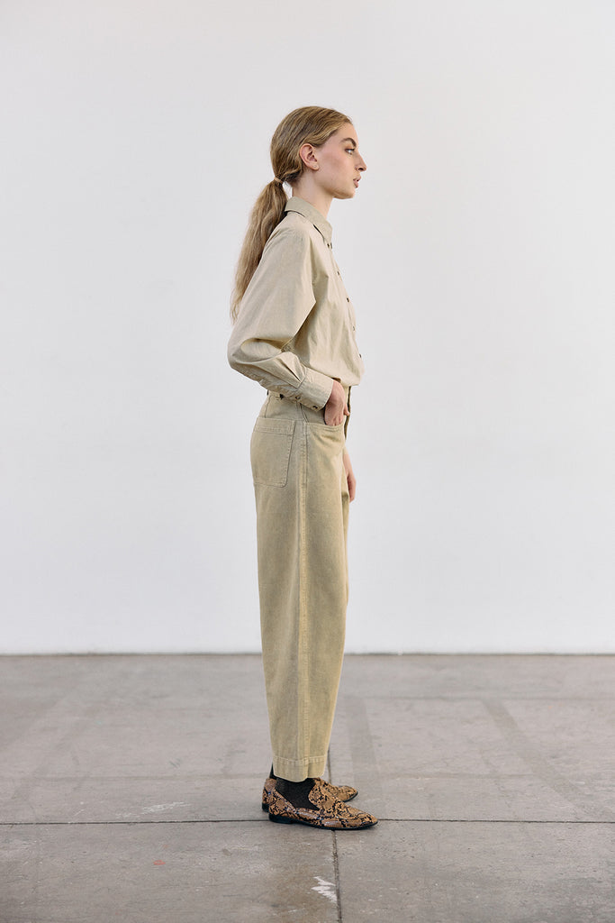 Washed Cotton Gabardine Utility Pant - Salvia