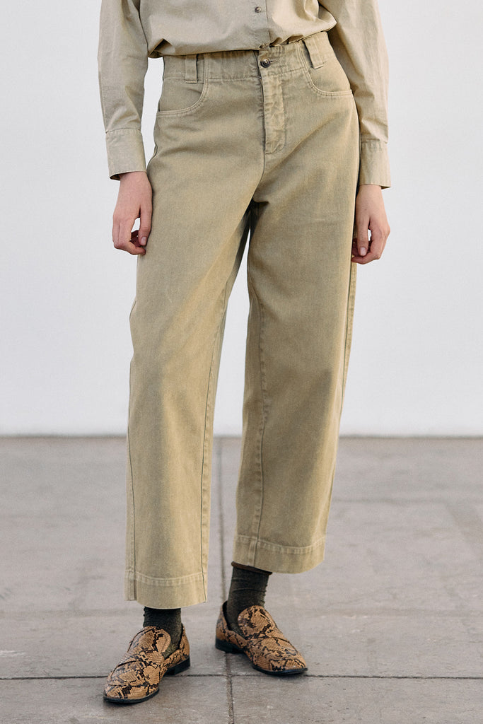 Washed Cotton Gabardine Utility Pant - Salvia