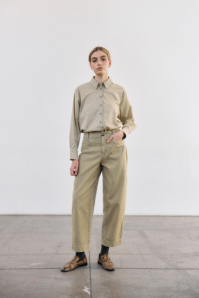 Washed Cotton Gabardine Utility Pant - Salvia