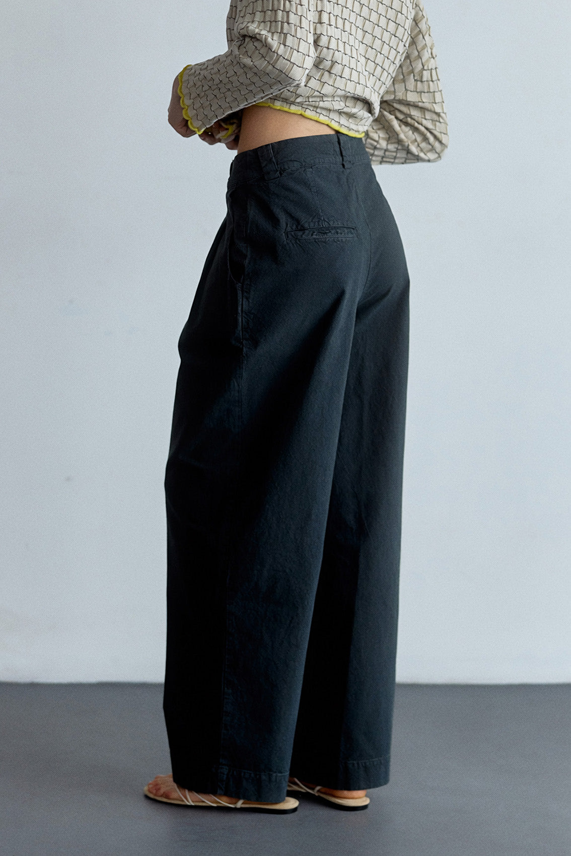 Textured Cotton Trousers - Slate